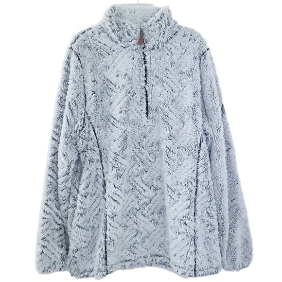 Simply Southern Sherpa Quarter Zip Coat Black White Gray Women Snuggly Warm! - Picture 1 of 6